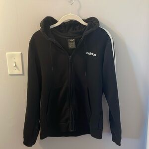 Adidas Classic Black and White hoodie with stripes down arms, large